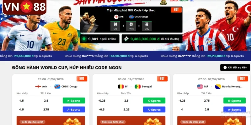 Ưu đãi hấp dẫn tại VN88