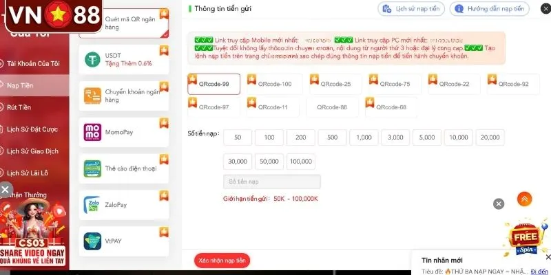 Ưu nhược điểm các cách nạp tiền VN88 chi tiết